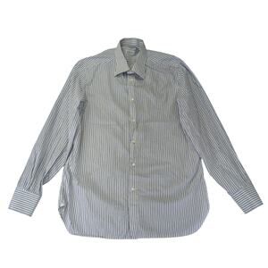 Ermenegildo Zegna Long Sleeve Collared Dress Shirt Slim Fit Men's Medium Stripes